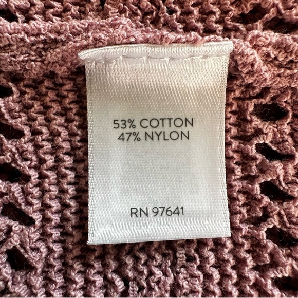J. Jill Mauve Pink Open Weave Crochet Long Sleeve Knit Sweater MP - Picture 7 of 7